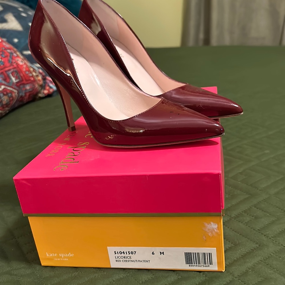 Kate Spade Licorice.. Red Chestnut Patent leather..4” heels